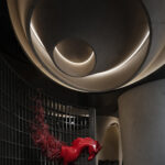 Futuristic Architecture with Sculptural Art Piece_107631877