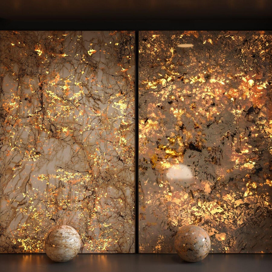 Golden Marble Wall Texture with Lighting Effect_15593723