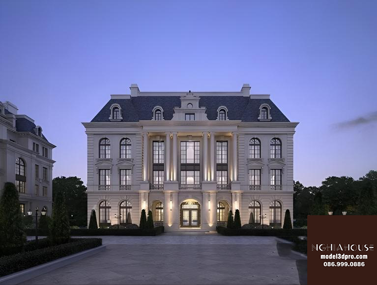 Luxury Classic Mansion Exterior - Free 3ds Max Model (V-Ray)