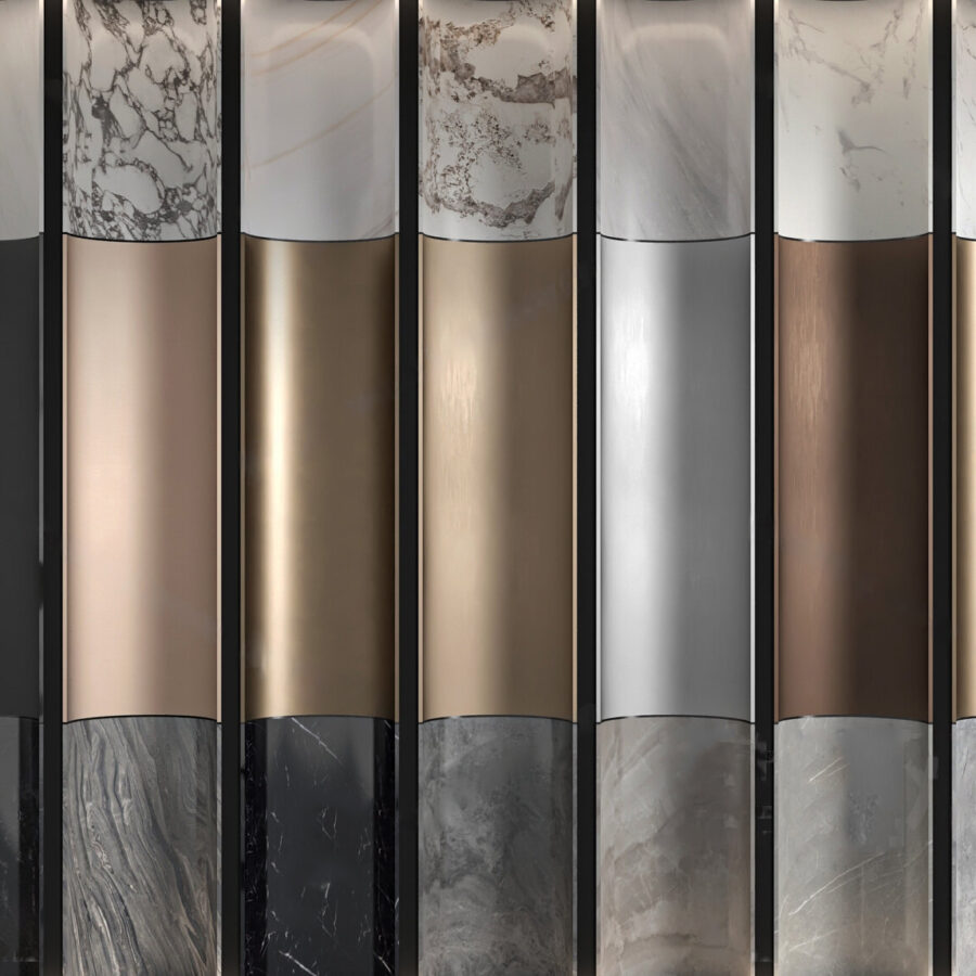 Luxury Marble and Metal Wall Panel Set - 3D Model_102195636