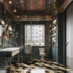 Modern Bathroom with Bathtub and Laundry Area - 3D Model_IDC599981499