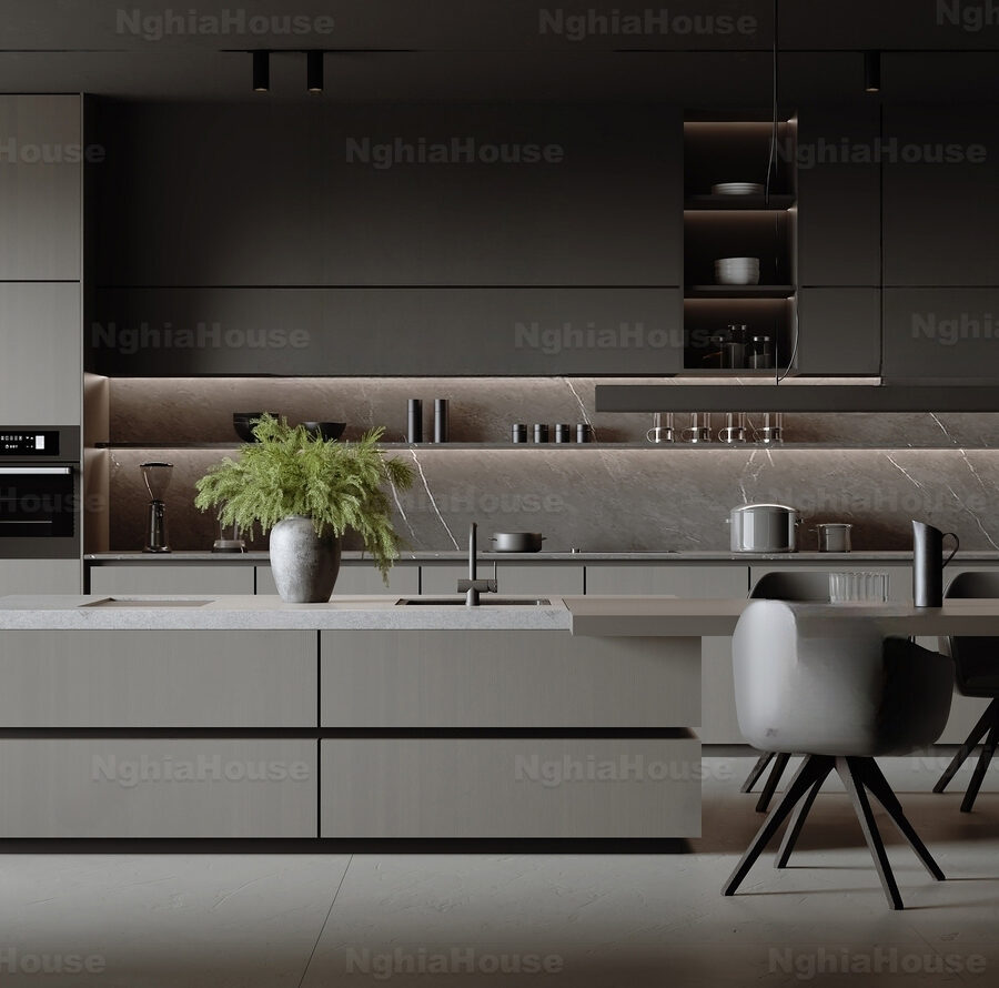 Modern Dining Room with Marble Table - 3ds Max Model_1162182258