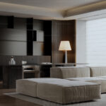 Modern Home Office with Minimalist Desk and Modular Sofa - 3D Model_1164296058