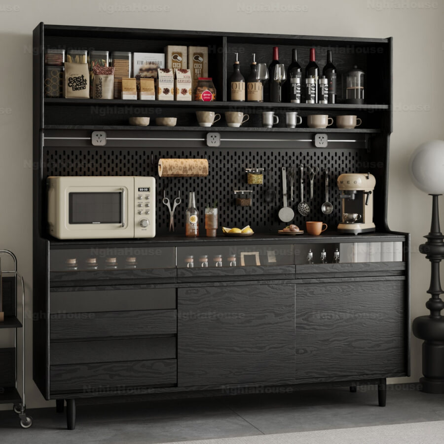 Modern Kitchen Cabinet with Coffee Station and Appliances - 3D Model_1152633245