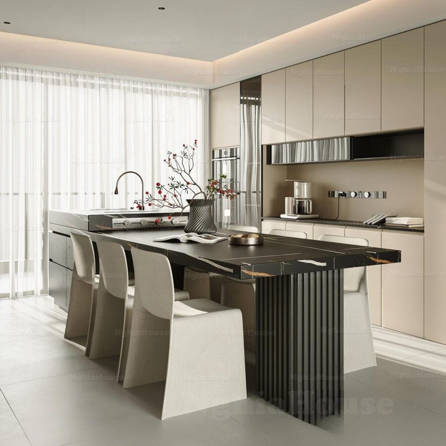 Modern Kitchen with Dining Island - 3ds Max Model_1160671060
