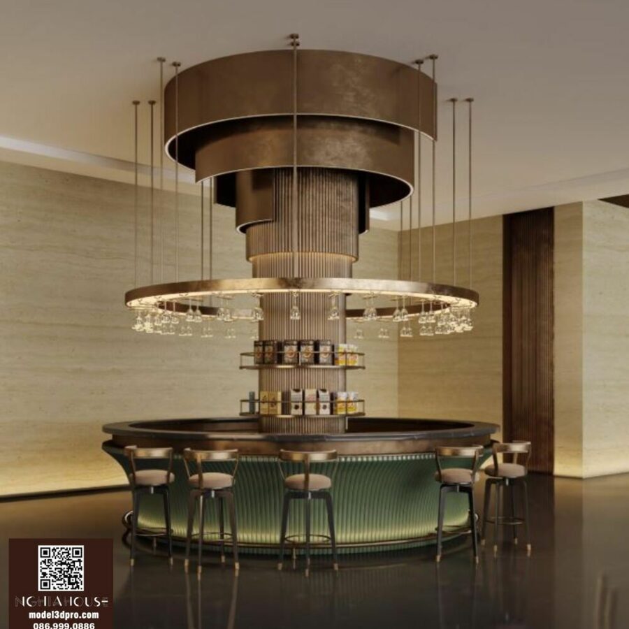 Modern Luxury Bar Design with Floating Shelves_107766487