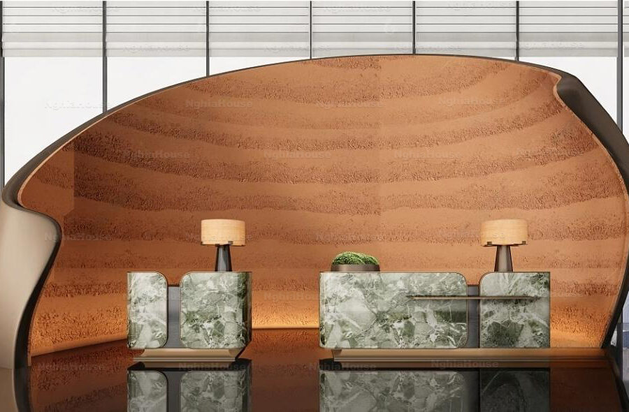 Modern Luxury Reception Desk with Curved Wall - 3ds Max Model_HCI4803714540318