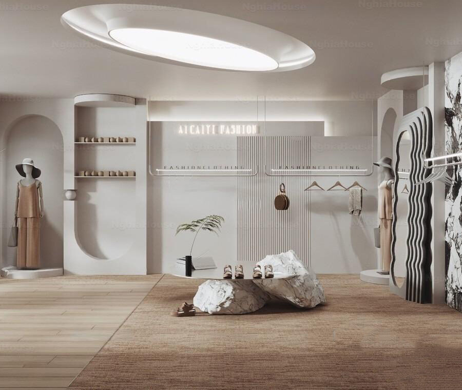 Modern Minimalist Fashion Store Interior - 3D Model_ID12138057