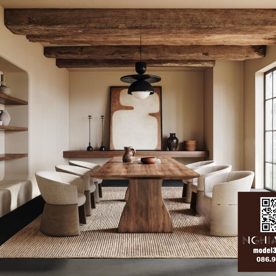 Rustic Modern Dining Room 3D Model – 3ds Max Vray Download_111961085 VR