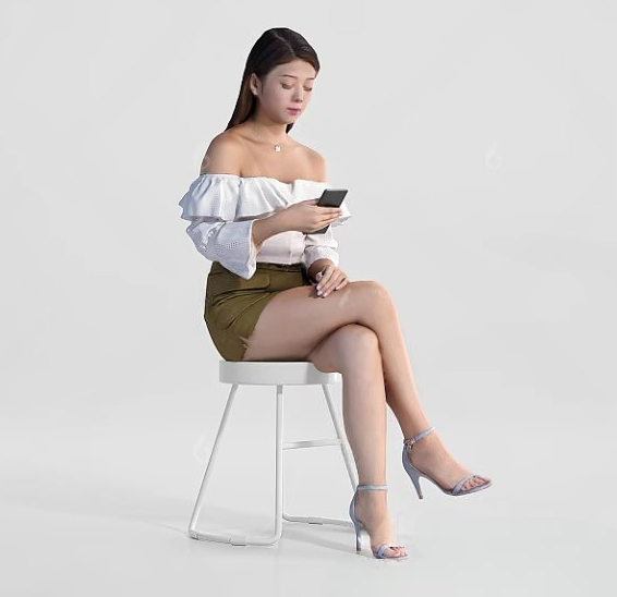 3D Woman Sitting on Chair with Smartphone – Free 3ds Max Model (V-Ray)_13469