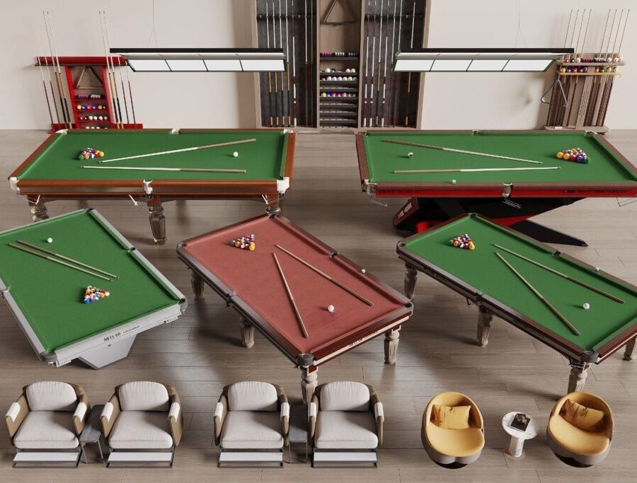 3ds Max Corona Render – Billiard Table and Lounge Set 3D Model 9377