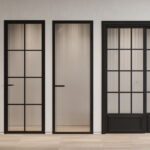 3ds Max Door Models – Modern Black Frame Glass Doors  Corona Render_4784