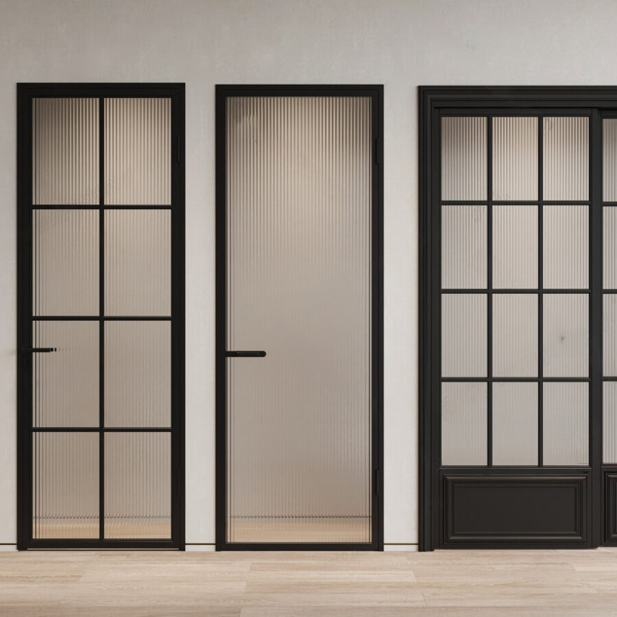 3ds Max Door Models – Modern Black Frame Glass Doors  Corona Render_4784