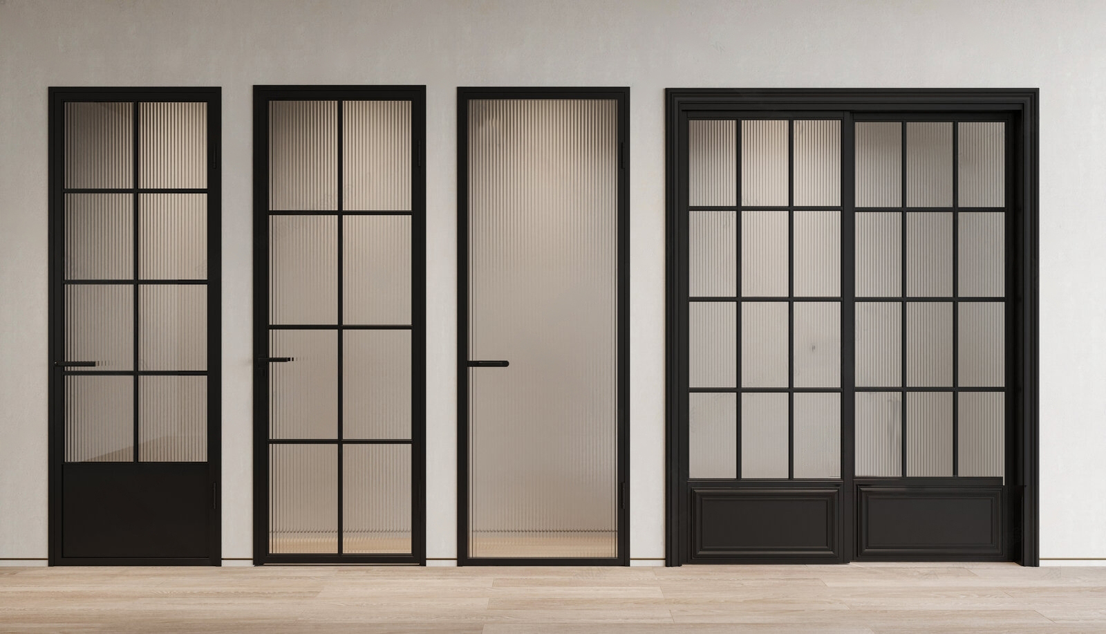 3ds Max Door Models – Modern Black Frame Glass Doors Corona Render_4784