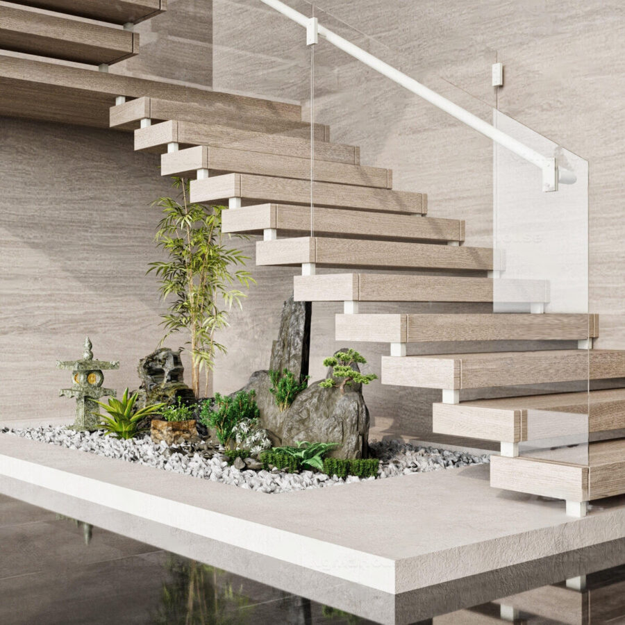 3ds Max Interior Model – Modern Staircase with Indoor Garden Corona Render_6859