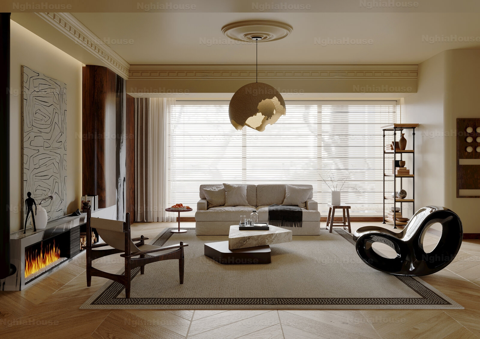 3ds Max Interior Scene – Modern Living Room Design Corona Render_3866