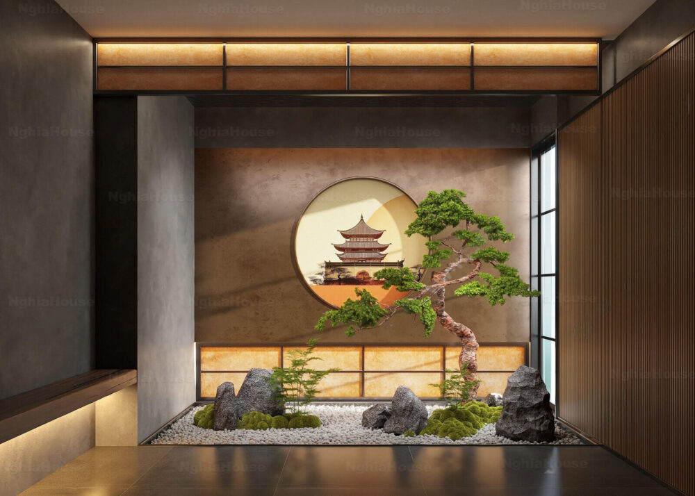 3ds Max Japanese Zen Garden Interior – Bonsai & Stone Design Vray ...