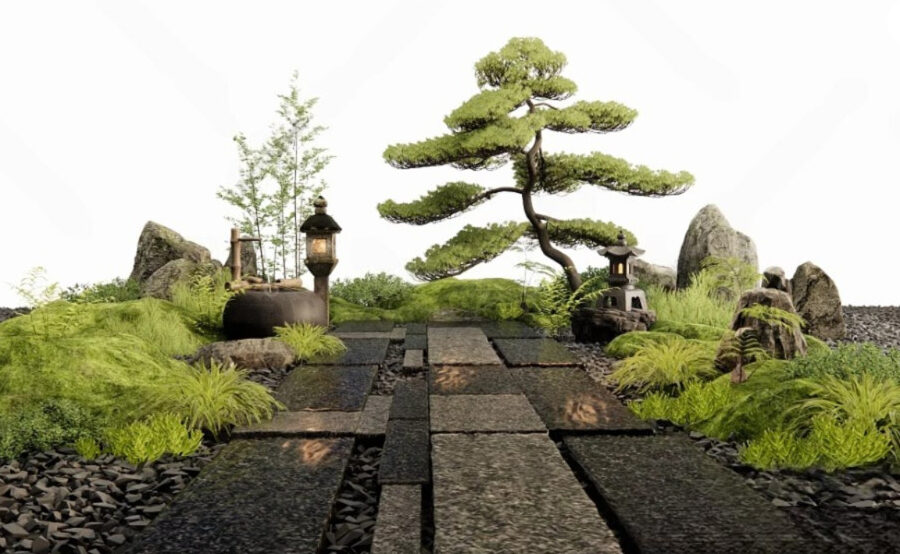 3ds Max Japanese Zen Garden – Vray & Corona Landscape Scene_2367