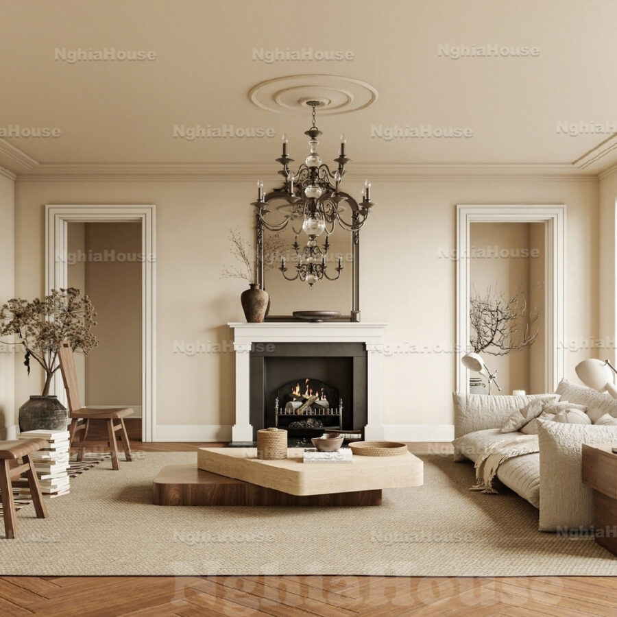 3ds Max Living Room Model – Classic Interior Design V-Ray Render Scene_1161