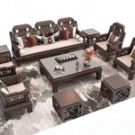 3ds Max Model – Classic Wooden Sofa Set for V-Ray Render_8773