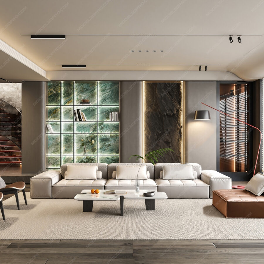 3ds Max Model – Modern Living Room Interior V-Ray Render_2405