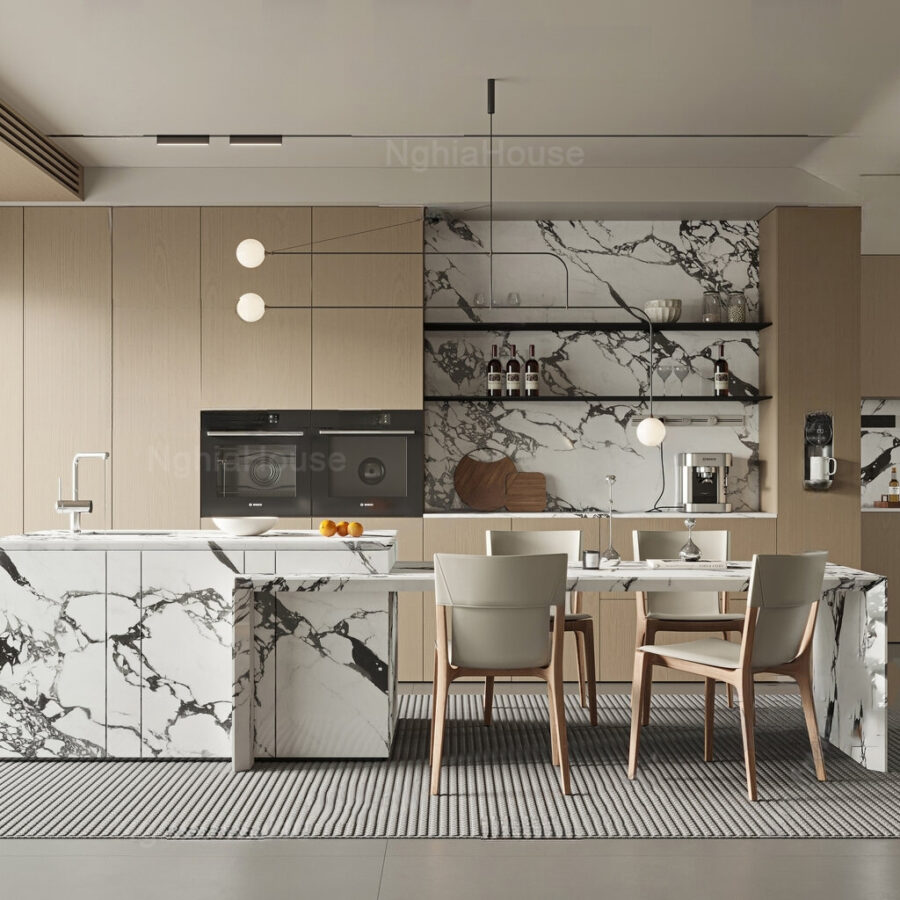 3ds Max Modern Kitchen Interior – Marble Island Design  Vray Render_8666