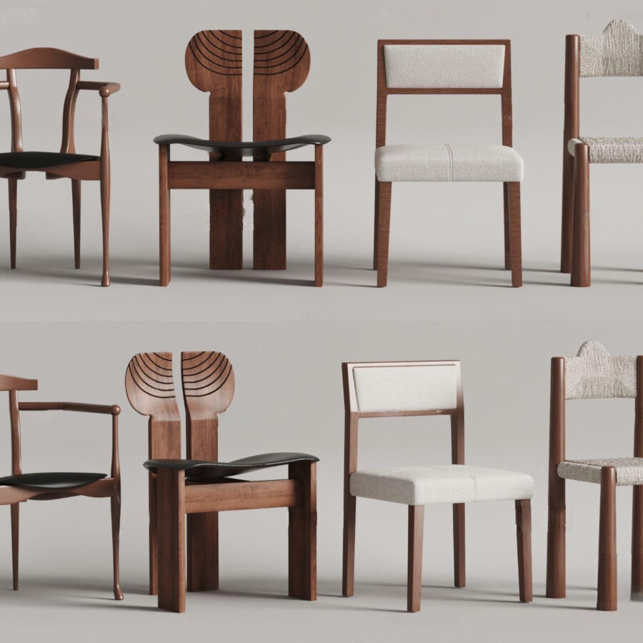 3ds Max Modern Wooden Chair Collection – V-Ray Render