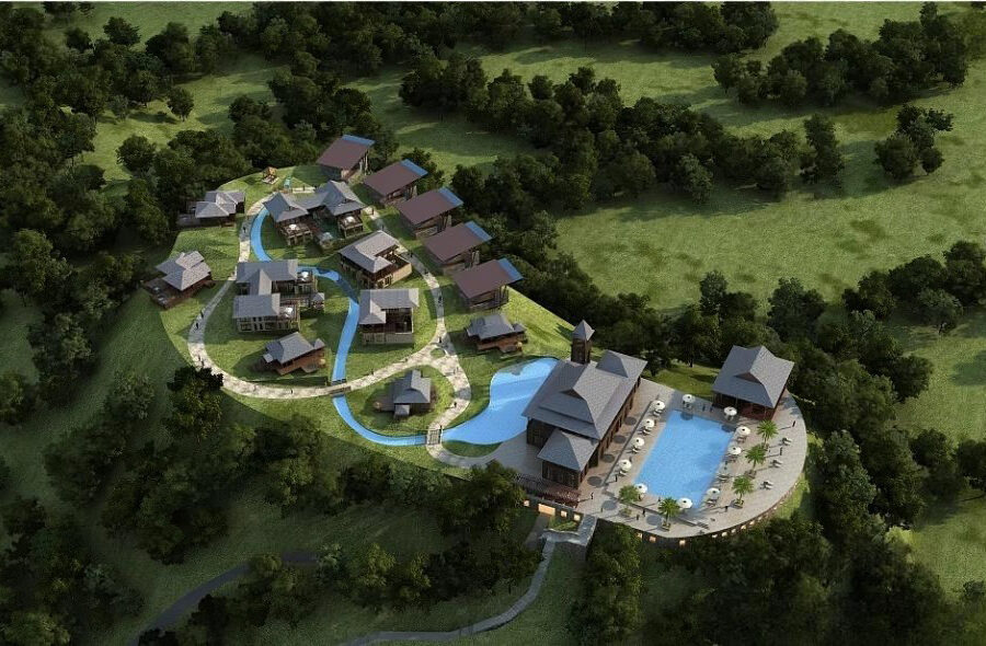 3ds Max Resort Master Plan Model – Luxury Villa & Pool Landscape  Vray Render_4491