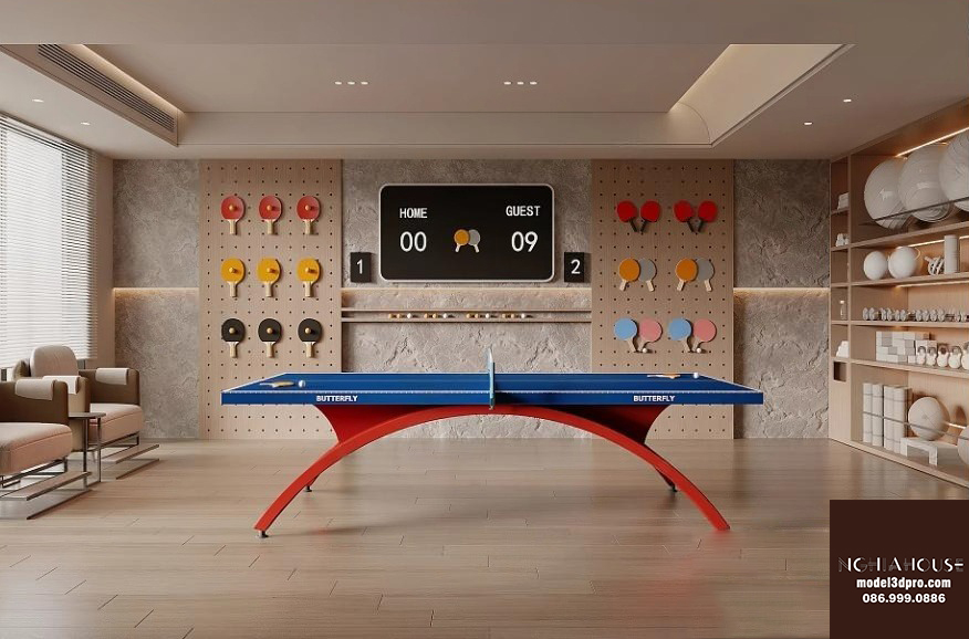 3ds Max Table Tennis Room – Modern Game Room Interior Corona Render_7227CR
