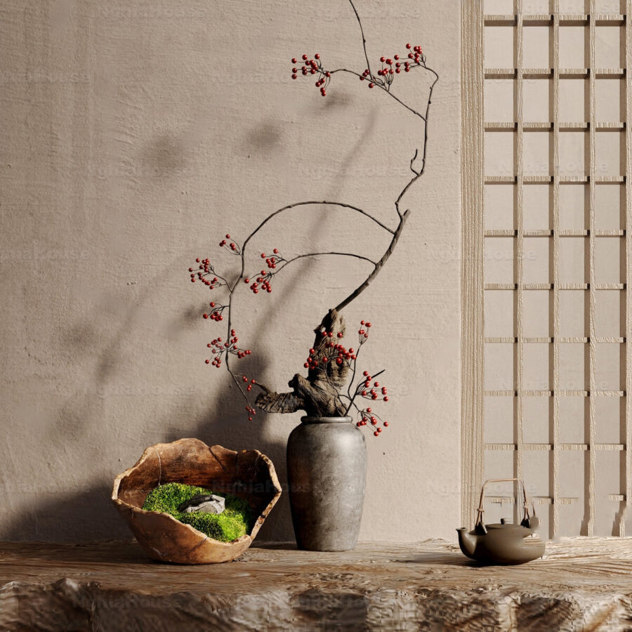 3ds Max Zen Still Life Scene – Minimal Japanese Interior Decor Corona Render_4588