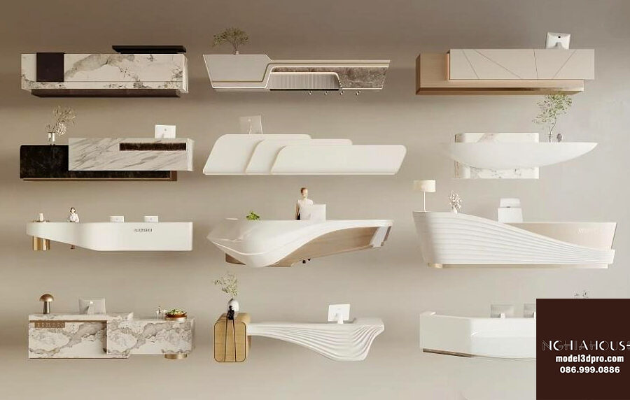 Modern Reception Desk Collection - Free 3ds Max Vray Models_7309VR