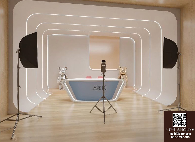 Modern Studio Interior 3D Scene_5450