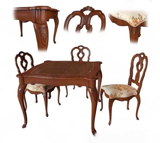 3D European Vintage Dining Set_1268CR
