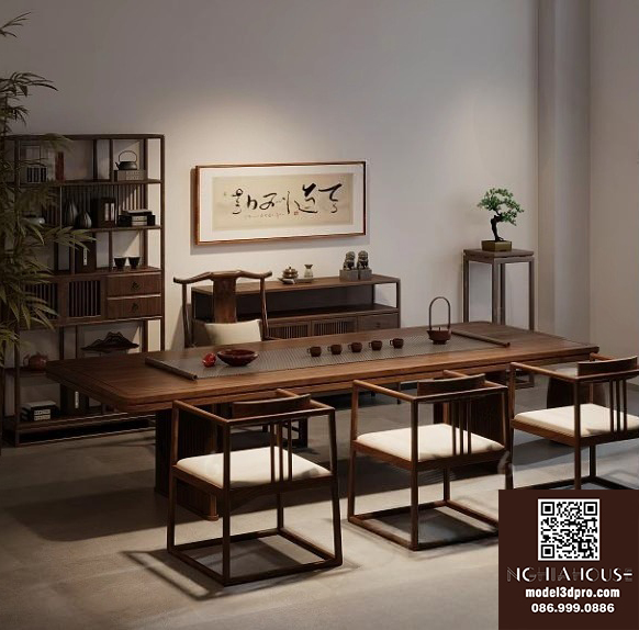 3D Zen Tea Table and Chair Set_3667 VR