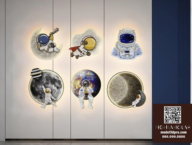 3ds Max Model – Astronaut Wall Decor Set_9417