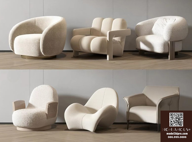 3ds Max Model – Modern Fabric Armchairs Collection_2204
