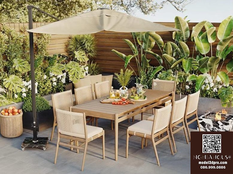 3ds Max Outdoor Dining Set – Corona Render Scene Download_1418