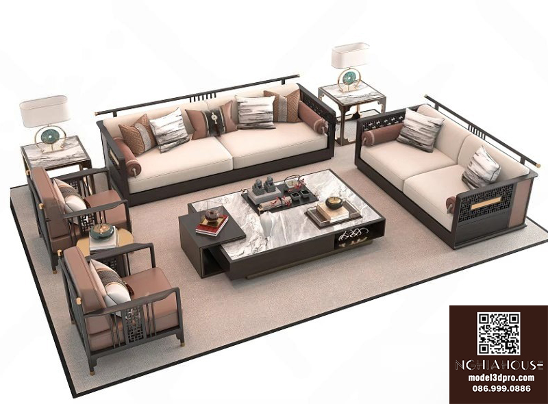 Chinese Style Sofa Free 3D Models Download_2673