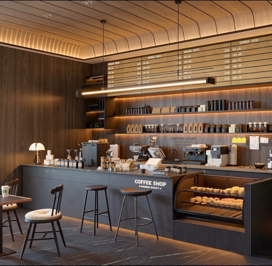 Coffee Shop Interior SketchUp Model – Professional Cafe 3D Scene 9394