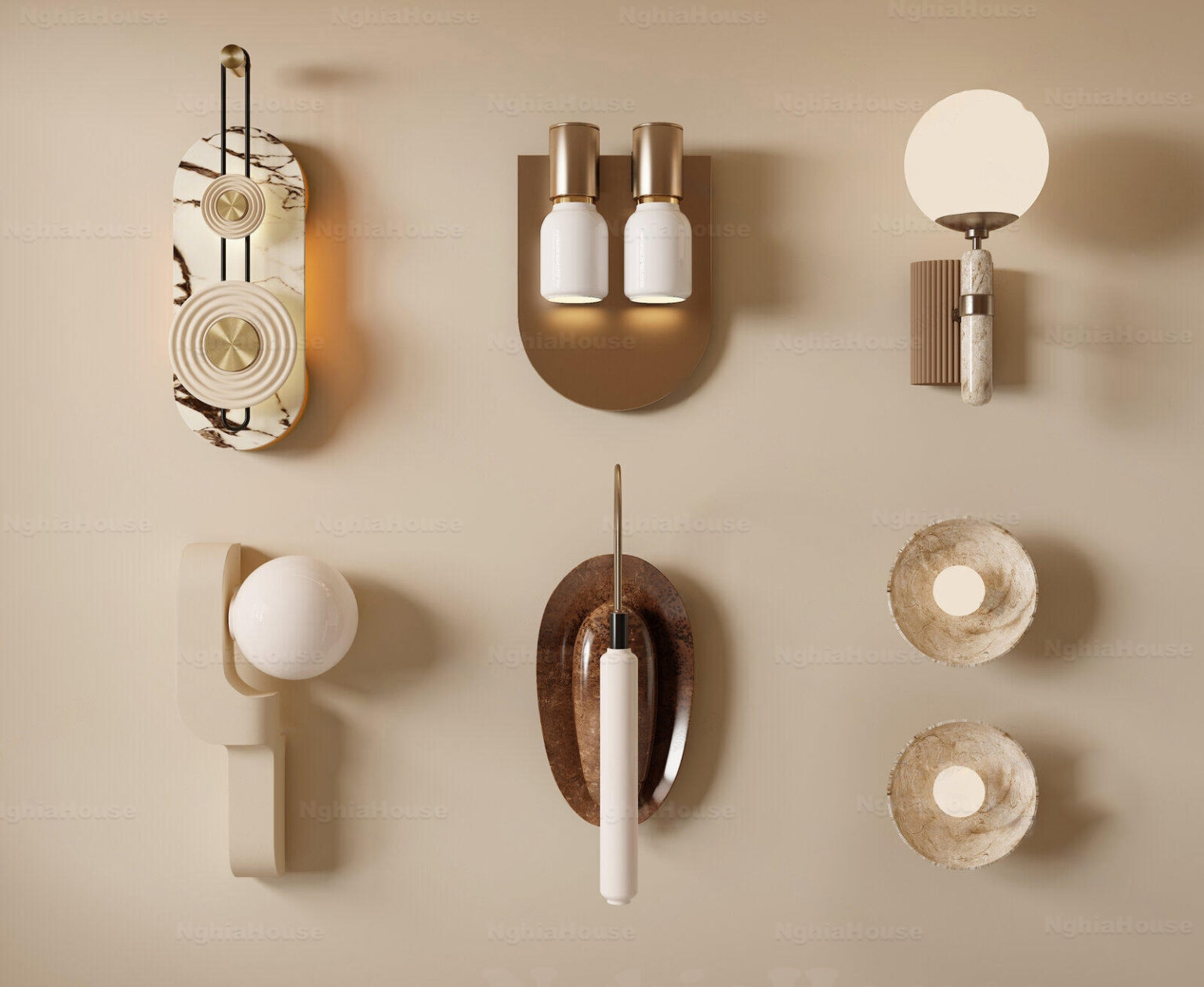 Diverse Interior Wall Light 3D Models Set ArchViz Lighting Assets_4527 ...