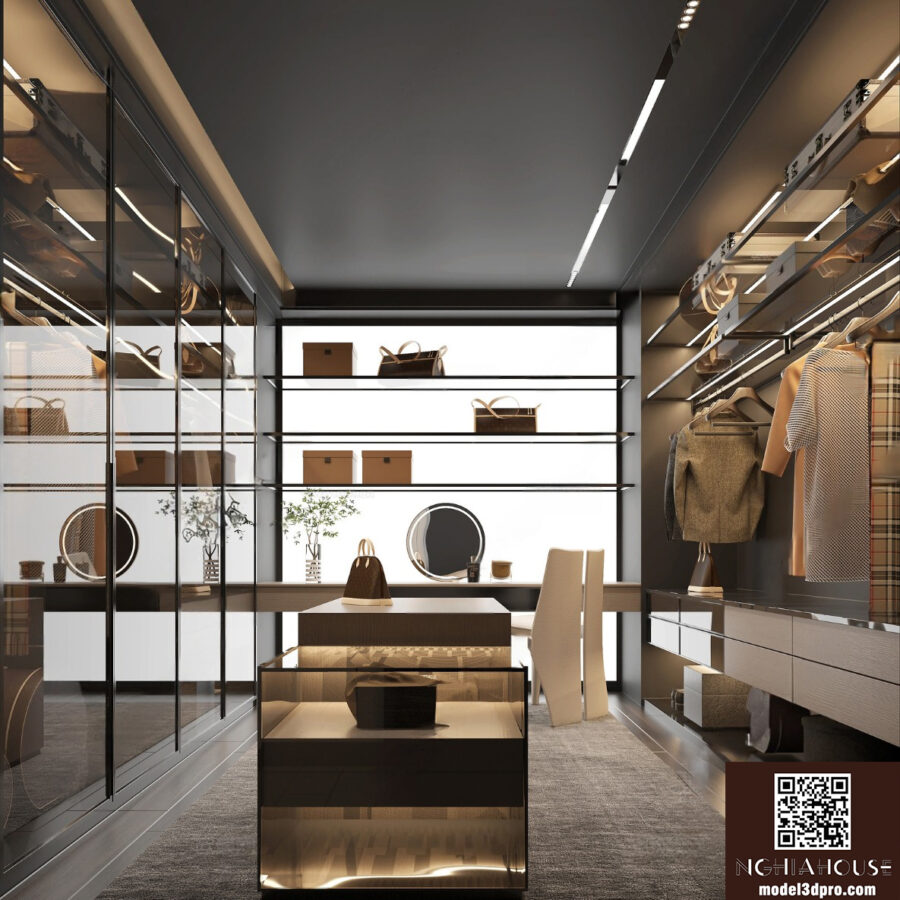 Free SketchUp 3D Model – Luxury Walk-in Closet Interior Design