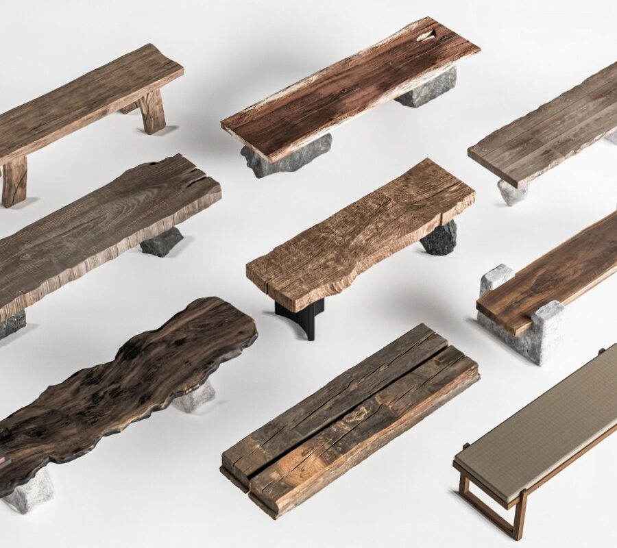 Handcrafted Wood Benches 3D Model – SketchUp High-Res Textures_2030