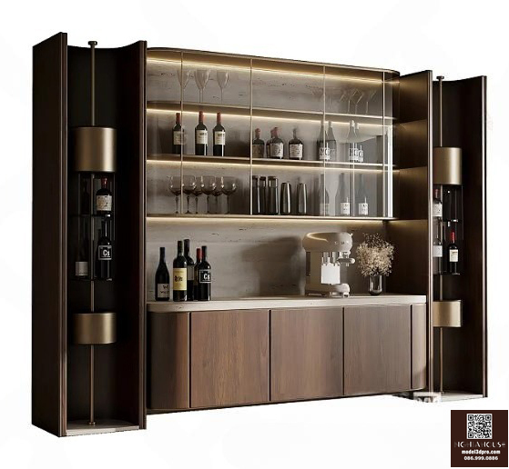 High-Quality 3D Wine Storage Cabinet Model for Interior Visualization_9054CR