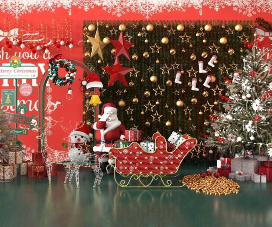 High-Quality Christmas Decoration 3D Model for 3ds Max – Free Festive Scene Pack9408
