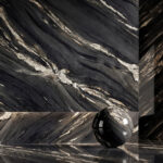 High-Resolution Black and Gold Marble Slab 3ds Max Material Corona render