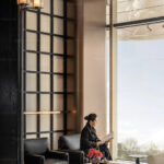 Modern Luxury Interior 3D Scene Dark Wood, Brass, and Black Leather Palette_1362