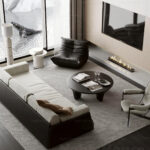 Modern Minimalist Living Room with Fireplace_6021VR