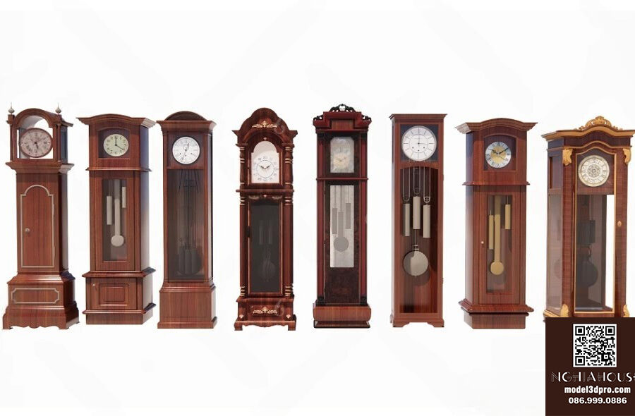 Old Wooden Clock 3D Model  3ds Max Detailed Render for Visualization Projects_2063VR