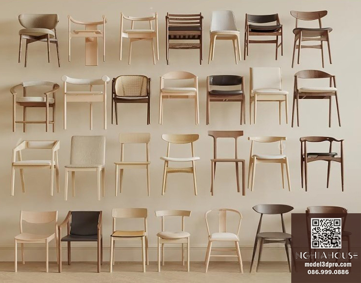 Scandinavian Wooden Chairs 3D Models_0709