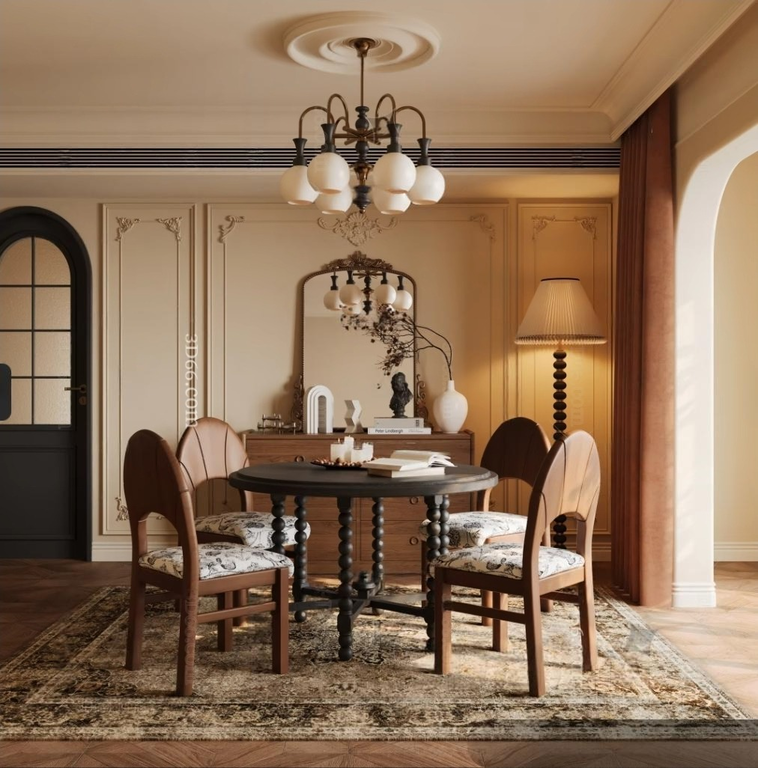 “Warm Classic Dining Interior 3D Model – 3ds Max Corona Detailed Render Scene_4905